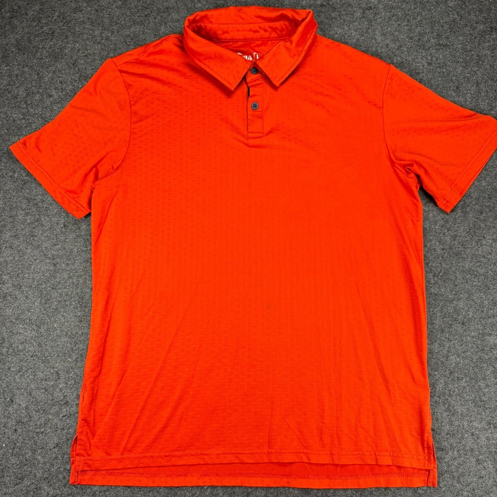 ZYIA Active Mens Polo Shirt Orange Textured Performance Athletic Golf Sport‎ L